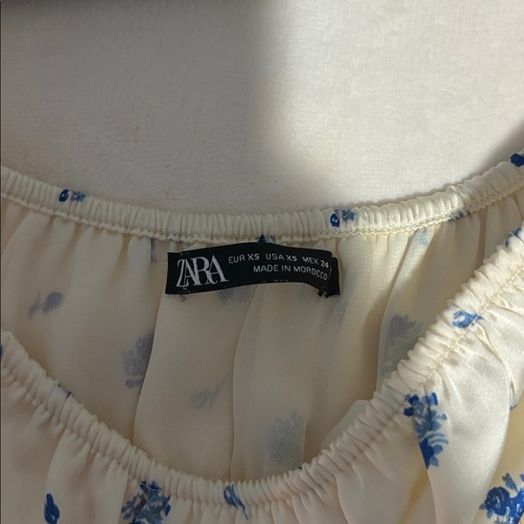 Zara Cream and Blue Floral Dress - Picture 2 of 2
